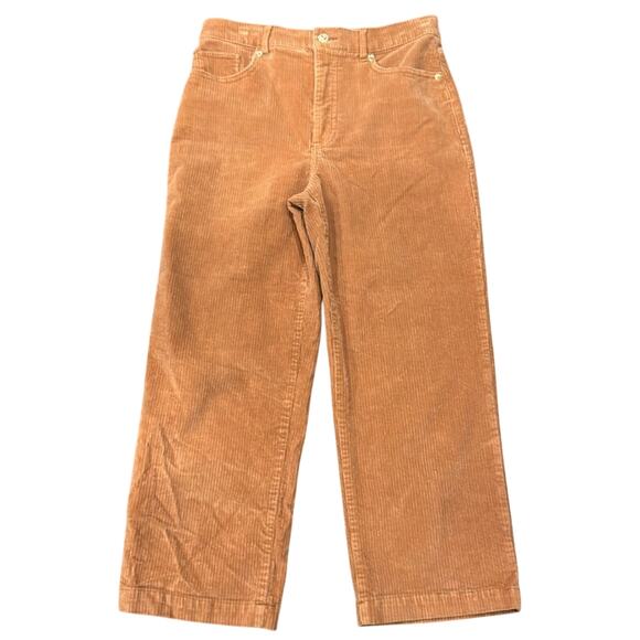 Express Women's High Rise Cropped Wide Leg Corduroy Pant Camel Size 6 - Picture 2 of 10